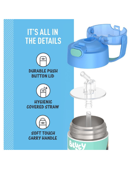 Botella de Agua THERMOS FUNtainer 354 ml con Pajilla - Bluey Botella de Agua THERMOS FUNtainer 354 ml con Pajilla - Bluey