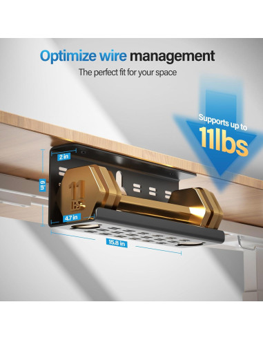 Bandeja de Gestión de Cables Cinati 2 Pack 40,6 cm Negro