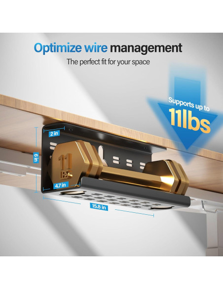 Bandeja de Gestión de Cables Cinati 2 Pack 40,6 cm Negro