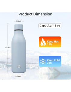 Botella de Agua Aislada Konokyo 530 ml Doble Pared Azul 2