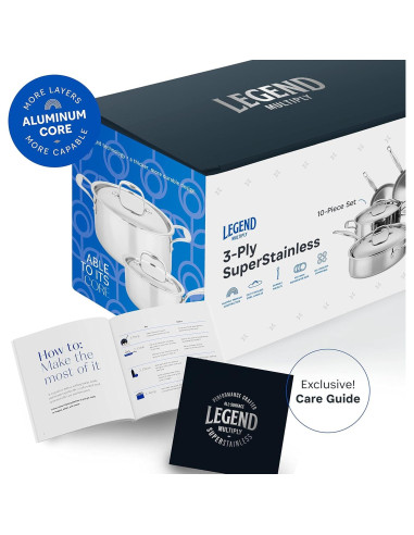 Juego de Ollas Legend 10 Piezas Acero Inoxidable 3 Capas