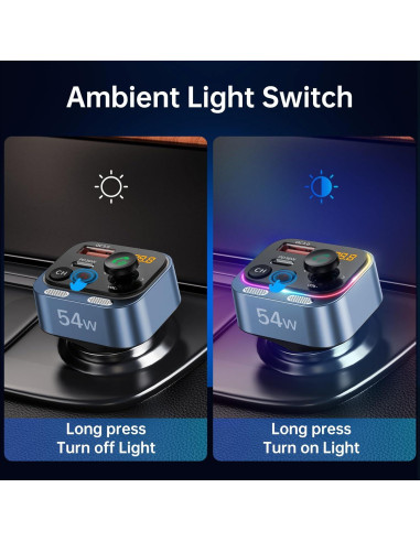 Adaptador Bluetooth 5.4 Syncwire FM Carga Rápida 54W Azul