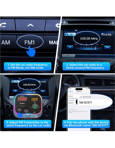 Adaptador Bluetooth 5.4 Syncwire FM Carga Rápida 54W Azul