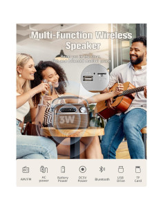 Radio Retro PRUNUS J-130 AM FM Bluetooth Madera Vintage 2