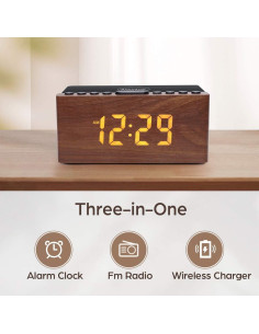 Reloj Despertador Digital ANJANK con Carga Inalámbrica 2