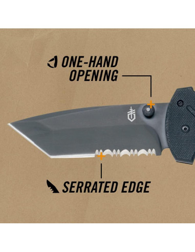 Cuchillo Plegable Gerber Gear 06 FAST, Táctico con Filo Serrado