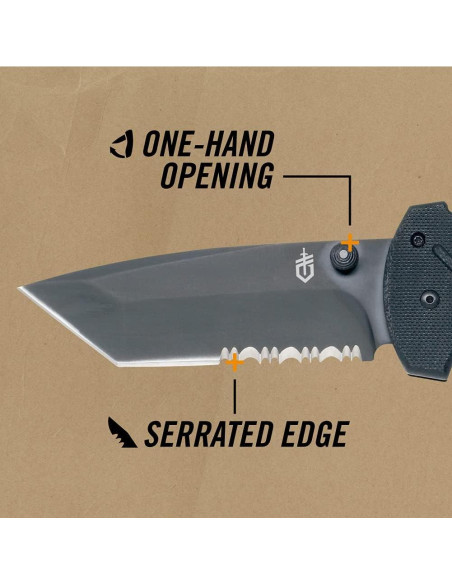 Cuchillo Plegable Gerber Gear 06 FAST, Táctico con Filo Serrado