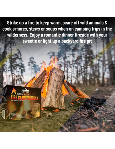 Cubos de Encendido de Fuego Outrav 144ct Impermeables