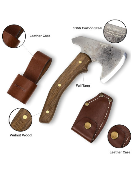 Hacha Bushcraft BPS con funda de cuero - 23.5 cm - Camping