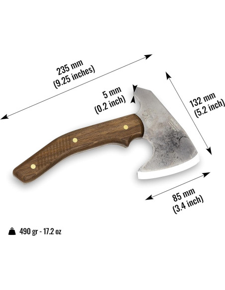 Hacha Bushcraft BPS con funda de cuero - 23.5 cm - Camping