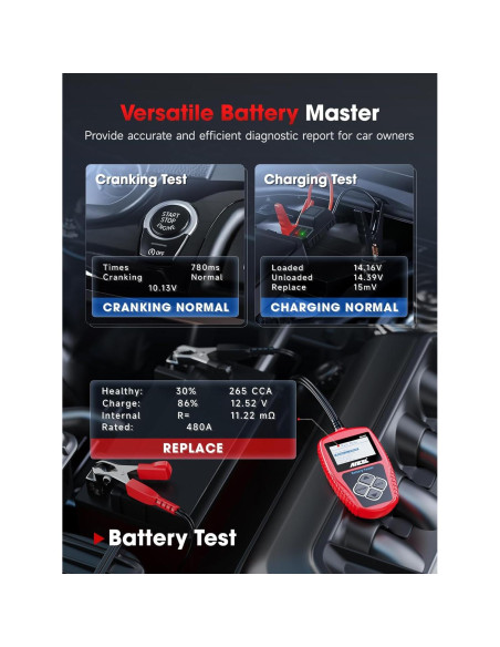 Probador de Batería ANCEL BA101 12V Carga 100-2000 CCA