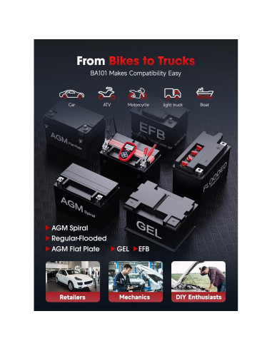 Probador de Batería ANCEL BA101 12V Carga 100-2000 CCA