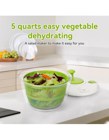 Espiralador de Ensalada XAYCDEHN 5 Cuartos Verde Blanco