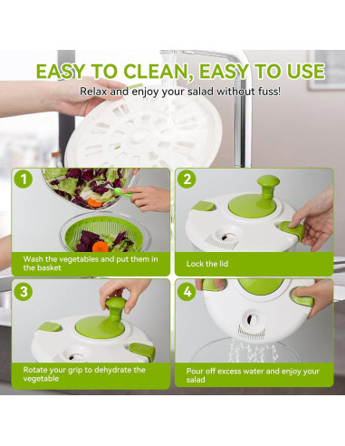 Espiralador de Ensalada XAYCDEHN 5 Cuartos Verde Blanco