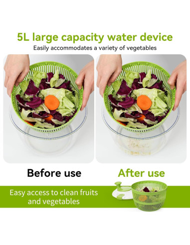 Espiralador de Ensalada XAYCDEHN 5 Cuartos Verde Blanco