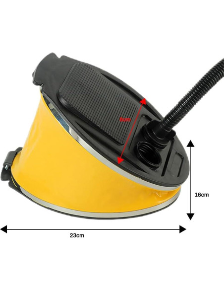 Bomba de aire de pie Glomora 3L para inflables - Amarillo