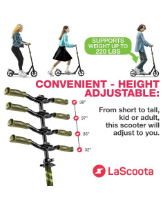 Patinete Lascoota Ejército Camo 8" Ruedas Ajustable 220 kg 2