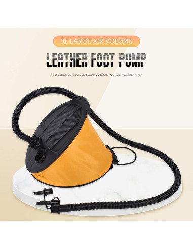 Bomba de aire de pie Glomora 3L para inflables - Amarillo