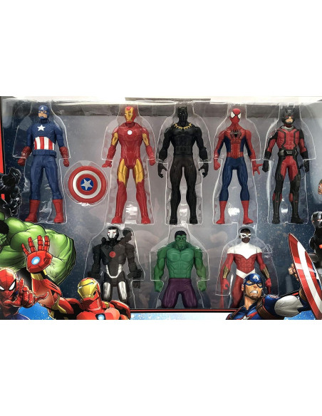 Pack de 8 Figuras de Acción Marvel Avengers - Iron Man, Hulk, Spider-Man y más
