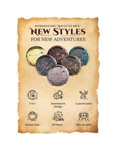 Dados de Ruleta UD Plata Antigua D4, D6, D8, D10, D12, D20 2