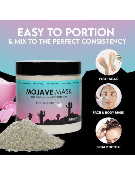 Conjunto de Máscaras Mojave Trademark Beauty - Arcilla Bentonita 454g Conjunto de Máscaras Mojave Trademark Beauty - Arcilla Bentonita 454g