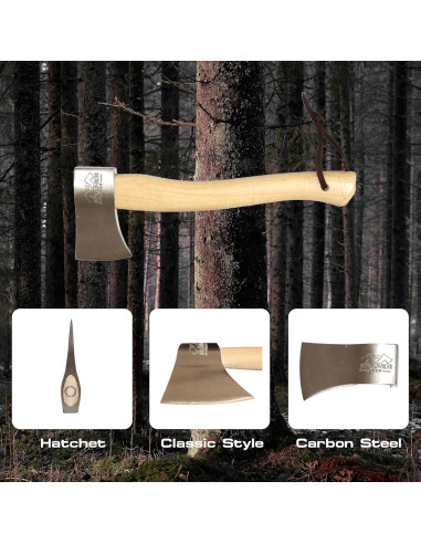 Hacha Prandi Clásica 38 cm Acero Carbono Mango Nogal
