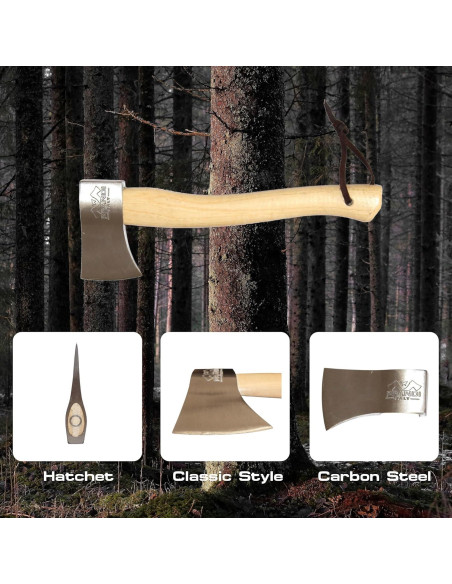 Hacha Prandi Clásica 38 cm Acero Carbono Mango Nogal