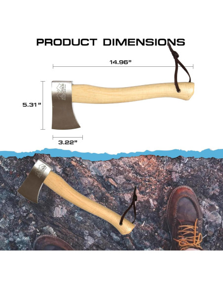 Hacha Prandi Clásica 38 cm Acero Carbono Mango Nogal
