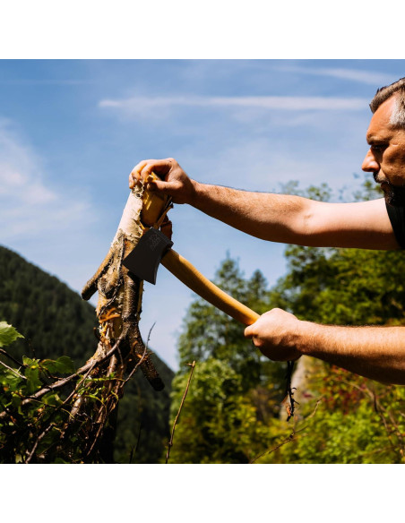 Hacha Prandi Clásica 38 cm Acero Carbono Mango Nogal