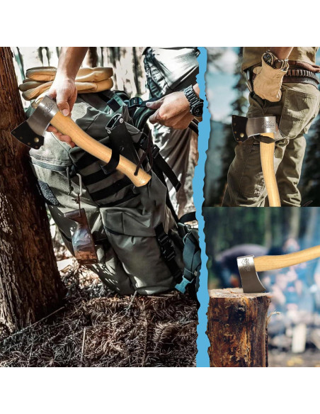 Hacha Prandi Clásica 38 cm Acero Carbono Mango Nogal