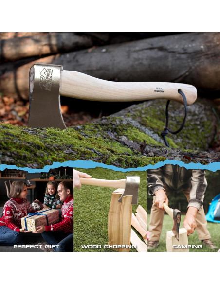 Hacha Prandi Clásica 38 cm Acero Carbono Mango Nogal