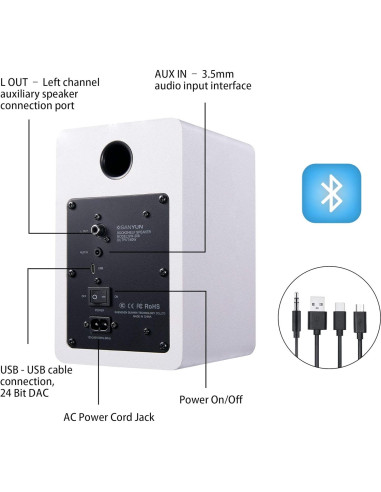 Altavoces de Estantería Sanyun SW208 60W Bluetooth 5.0 Blanco