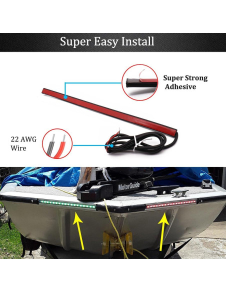 Luces de Navegación LED Botepon Proa Rojo Verde IP67 2 Pzas