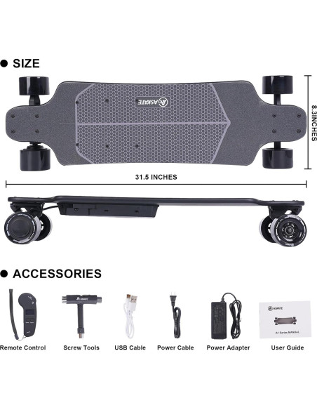 Patineta Eléctrica ASKATE A1 27,36 km 350W para Principiantes
