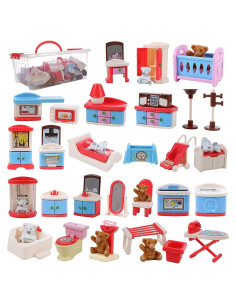 Conjunto de Muebles para Casa de Muñecas Beverly Hills 46 Piezas