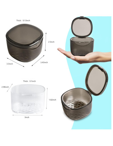 Caja de Baño para Dentaduras Uouovo Gris Transparente