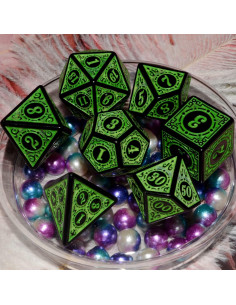 Conjunto de Dados DND Verde y Negro 7 Piezas QiAN SiMAi 2