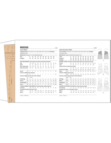 Patrón de Costura McCall's M8506 para Vestidos Asimétricos 8-16