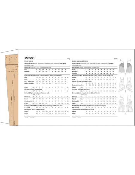 Patrón de Costura McCall's M8506 para Vestidos Asimétricos 8-16