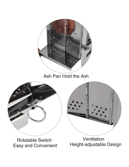 Estufa de Camping REDCAMP Plegable de Leña Acero Inoxidable