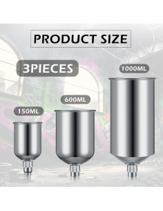 Taza de Pintura Therwen 3 Pcs 150ml 600ml 1000ml Aluminio 2