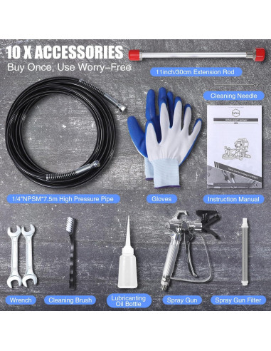 Gyfent X6 Pulverizador de Pintura Sin Aire 3000psi 7.5m