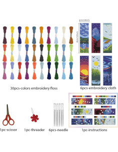 Kit de Bordado de Puntos de Cruz FREEBLOSS 30 Colores 6 Piezas 2