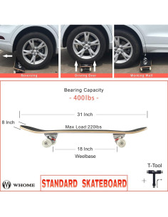 Patineta WHOME 31" Pro Estándar 8 Capas Arce 220 lbs 2