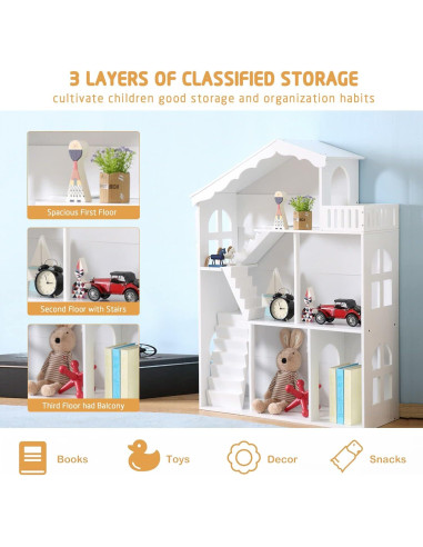 Estantería Infantil de Madera YFDZONE 3 Niveles 82.6x30.5x116 cm