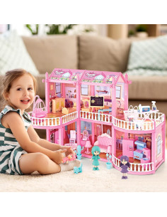 Casa de Muñecas deAO 2 Pisos 6 Habitaciones y 6 Muñecas 2