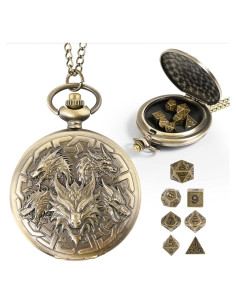Juego de Dados D&D 7PCS Metal con Estuche Dragón