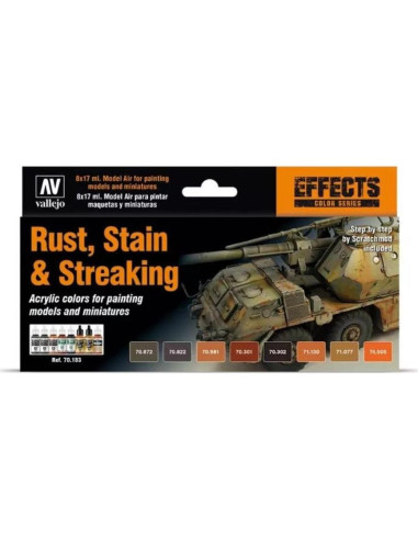 Vallejo Set de Pinturas Acrílicas 8 Colores 18 ml Efectos Óxido