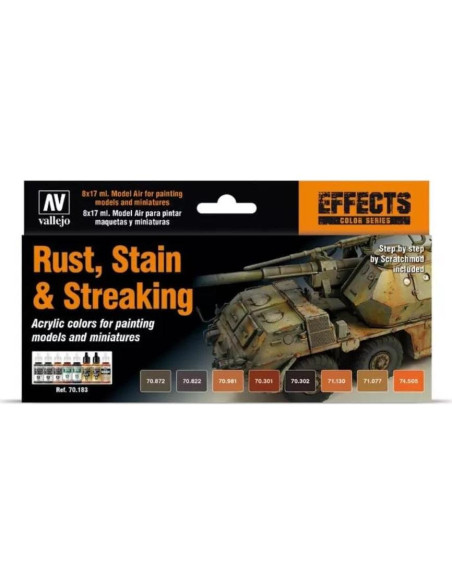 Vallejo Set de Pinturas Acrílicas 8 Colores 18 ml Efectos Óxido