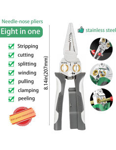 Pelacables 7-en-1 Boxonly WS03, acero inoxidable, 300g 2